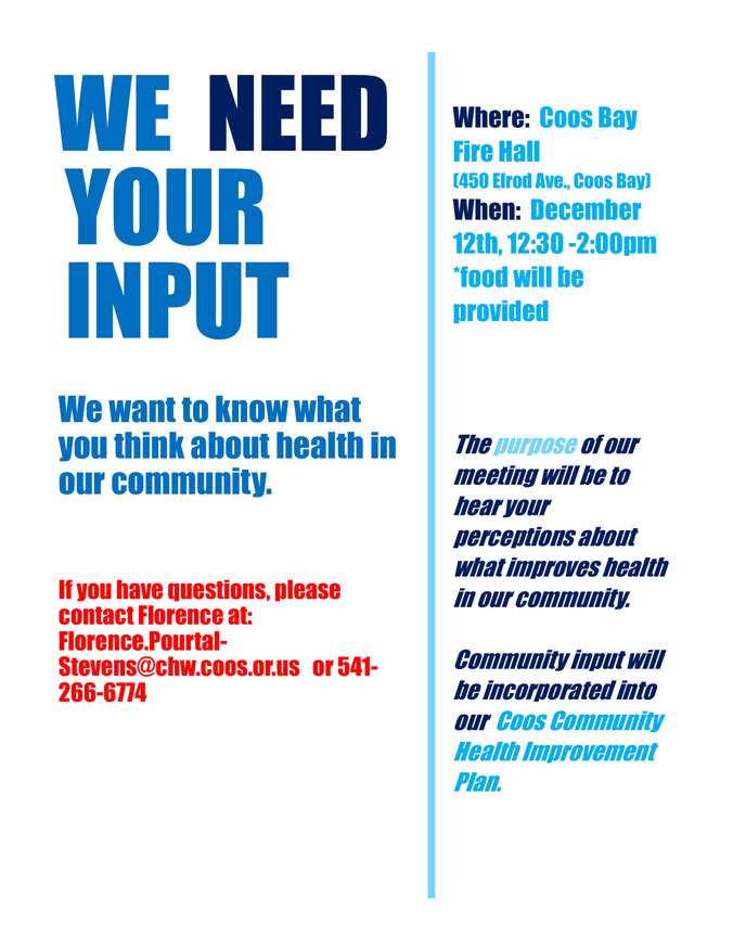 Coos Health & Wellness Needs Community Input | Coos Health & Wellness