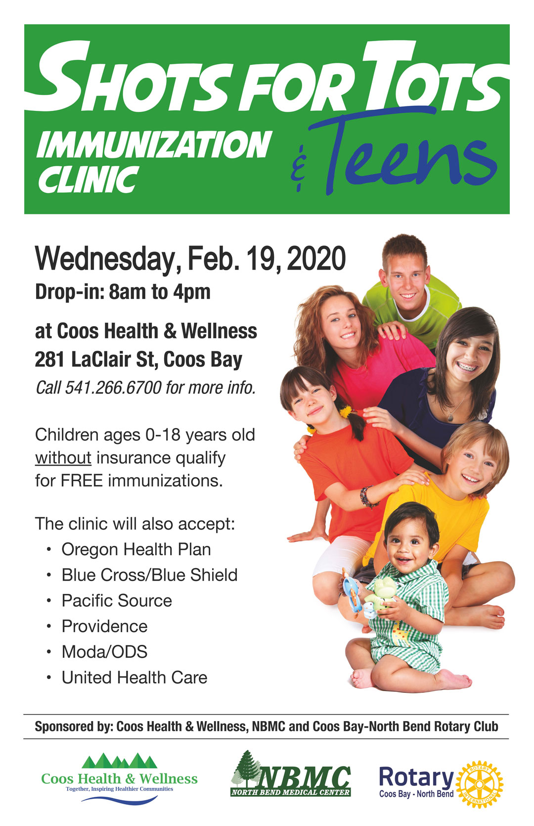 Shots for Tots and Teens Immunization Clinic, February 19, 2020 | Coos Health & Wellness