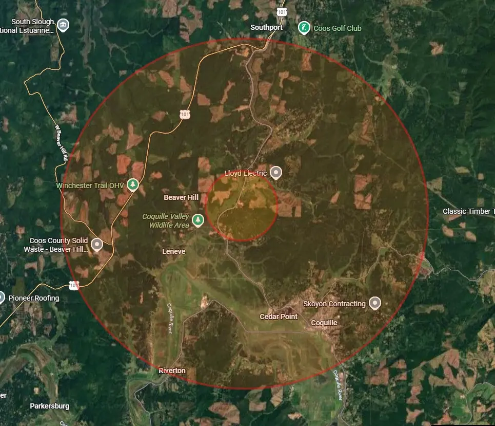 Beaver Slough radii map