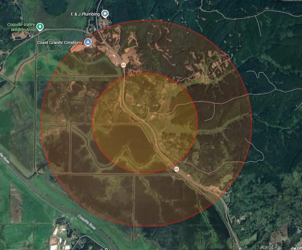 Garden Valley radii map